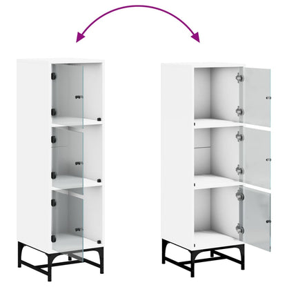 vidaXL Highboard with Glass Doors White 35x37x120 cm