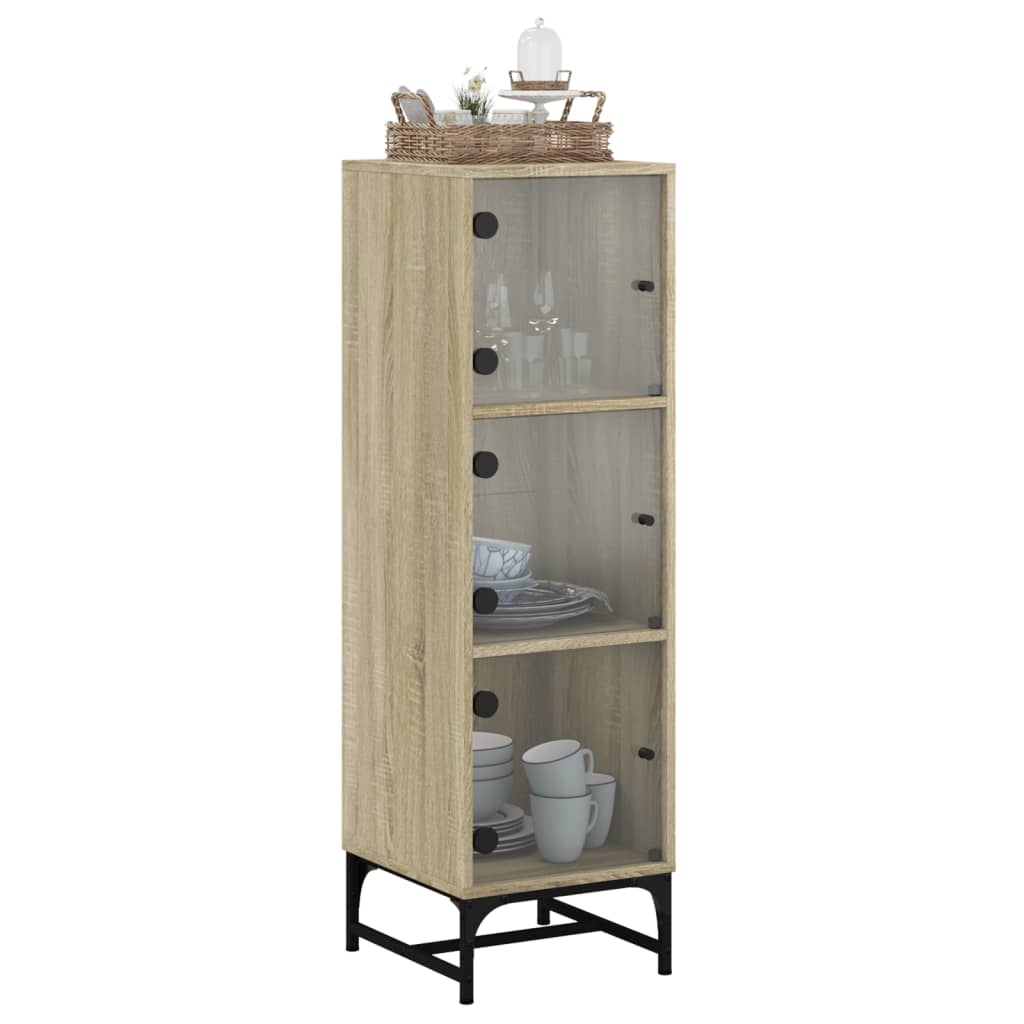vidaXL Highboard with Glass Doors Sonoma Oak 35x37x120 cm