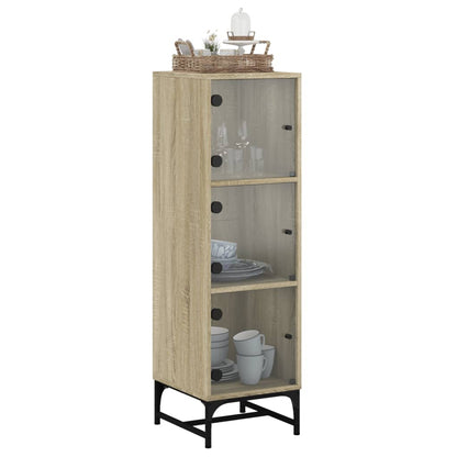 vidaXL Highboard with Glass Doors Sonoma Oak 35x37x120 cm