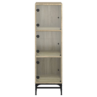 vidaXL Highboard with Glass Doors Sonoma Oak 35x37x120 cm