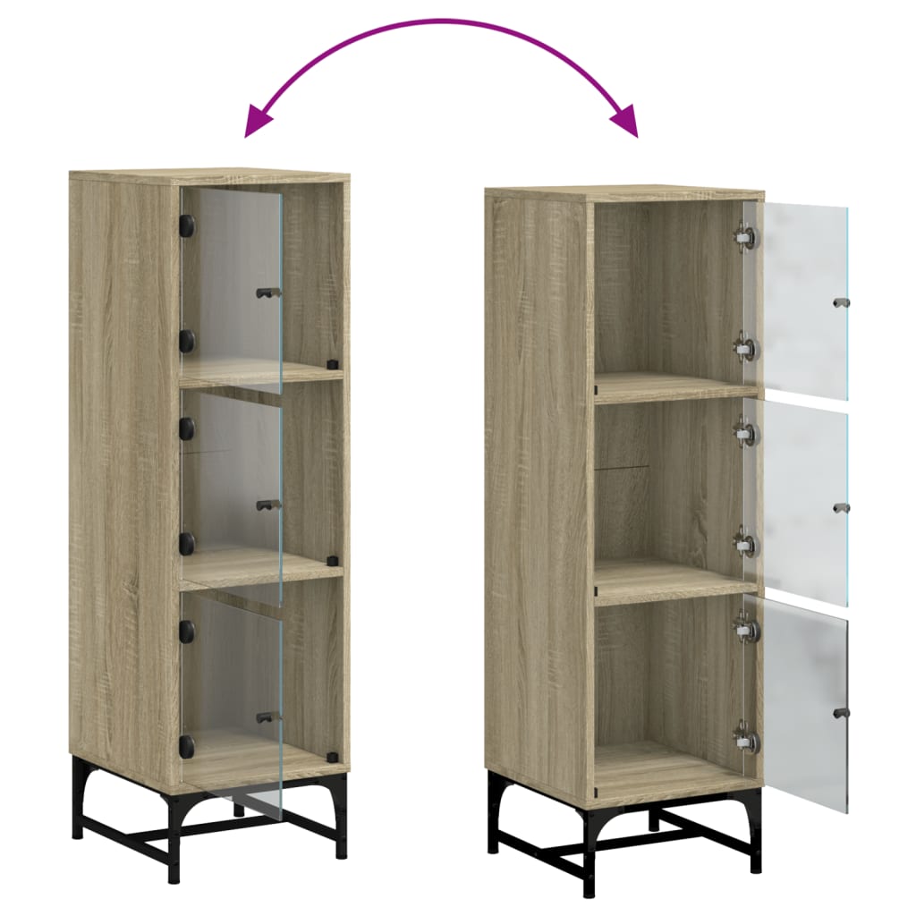 vidaXL Highboard with Glass Doors Sonoma Oak 35x37x120 cm