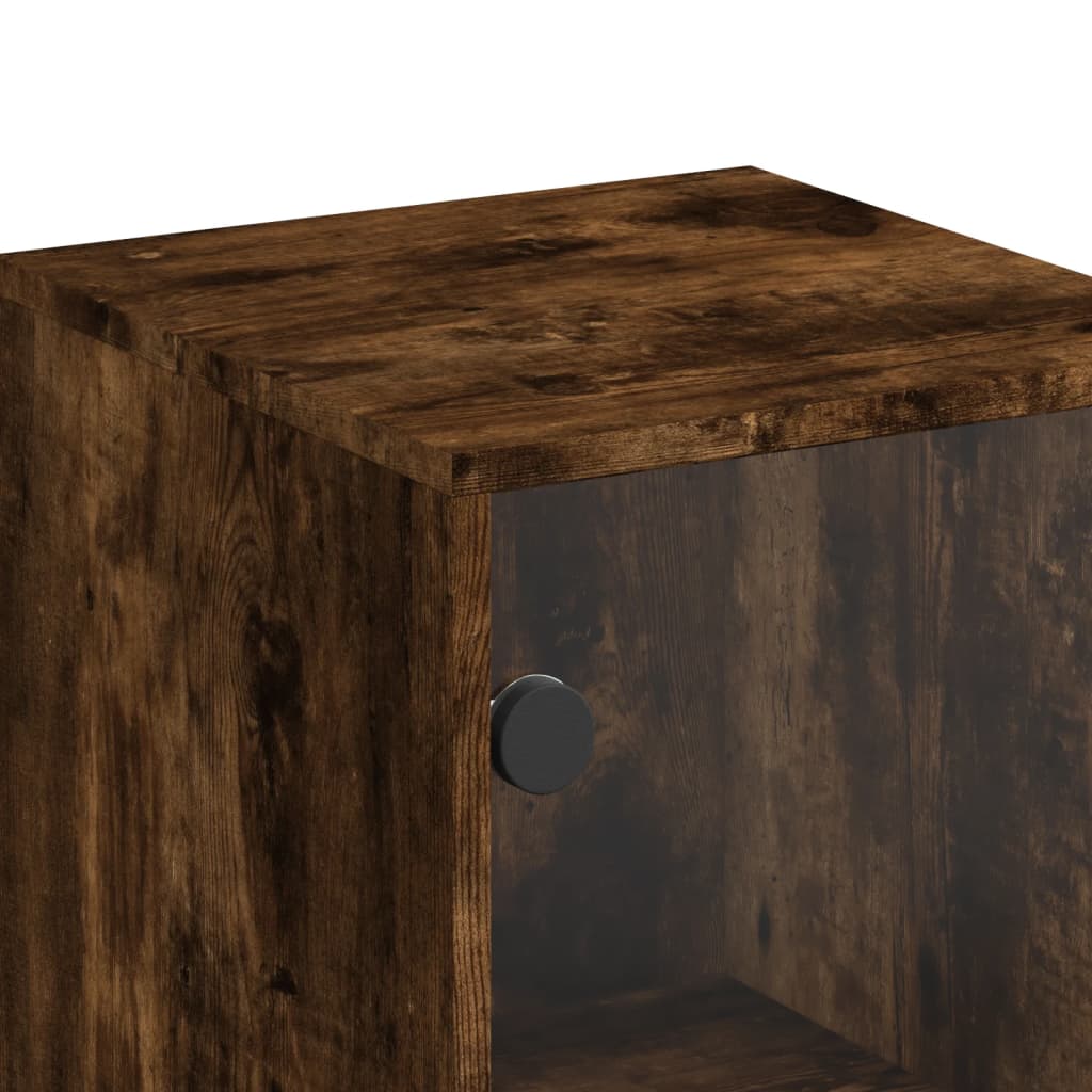 vidaXL Highboard with Glass Doors Smoked Oak 35x37x120 cm