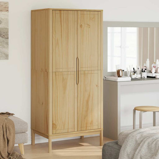 vidaXL Wardrobe "FLORO" Wax Brown 77x53x171 cm Solid Wood Pine