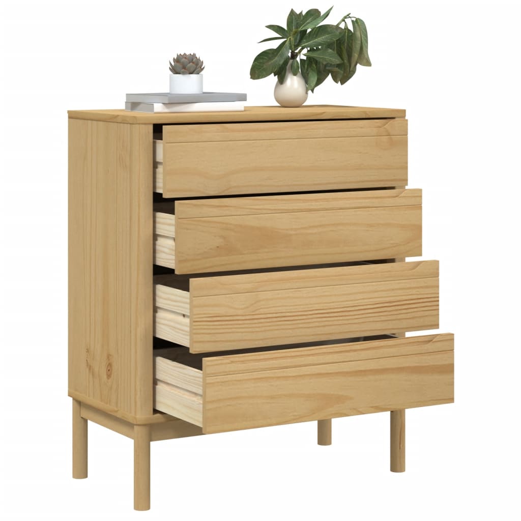 vidaXL Chest of Drawers FLORO Wax Brown Solid Wood Pine