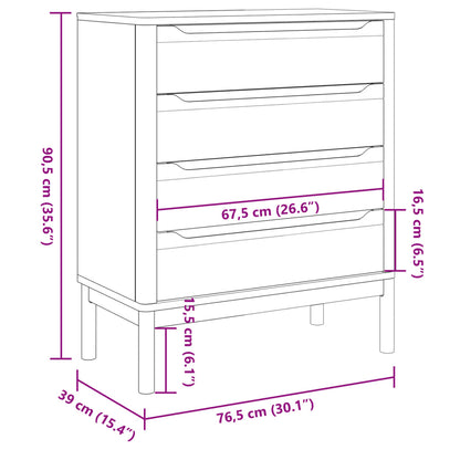 vidaXL Chest of Drawers FLORO Wax Brown Solid Wood Pine