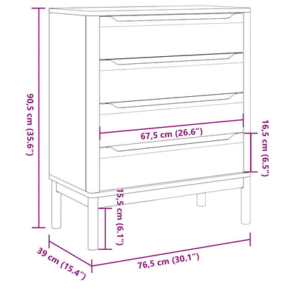 vidaXL Chest of Drawers FLORO White Solid Wood Pine