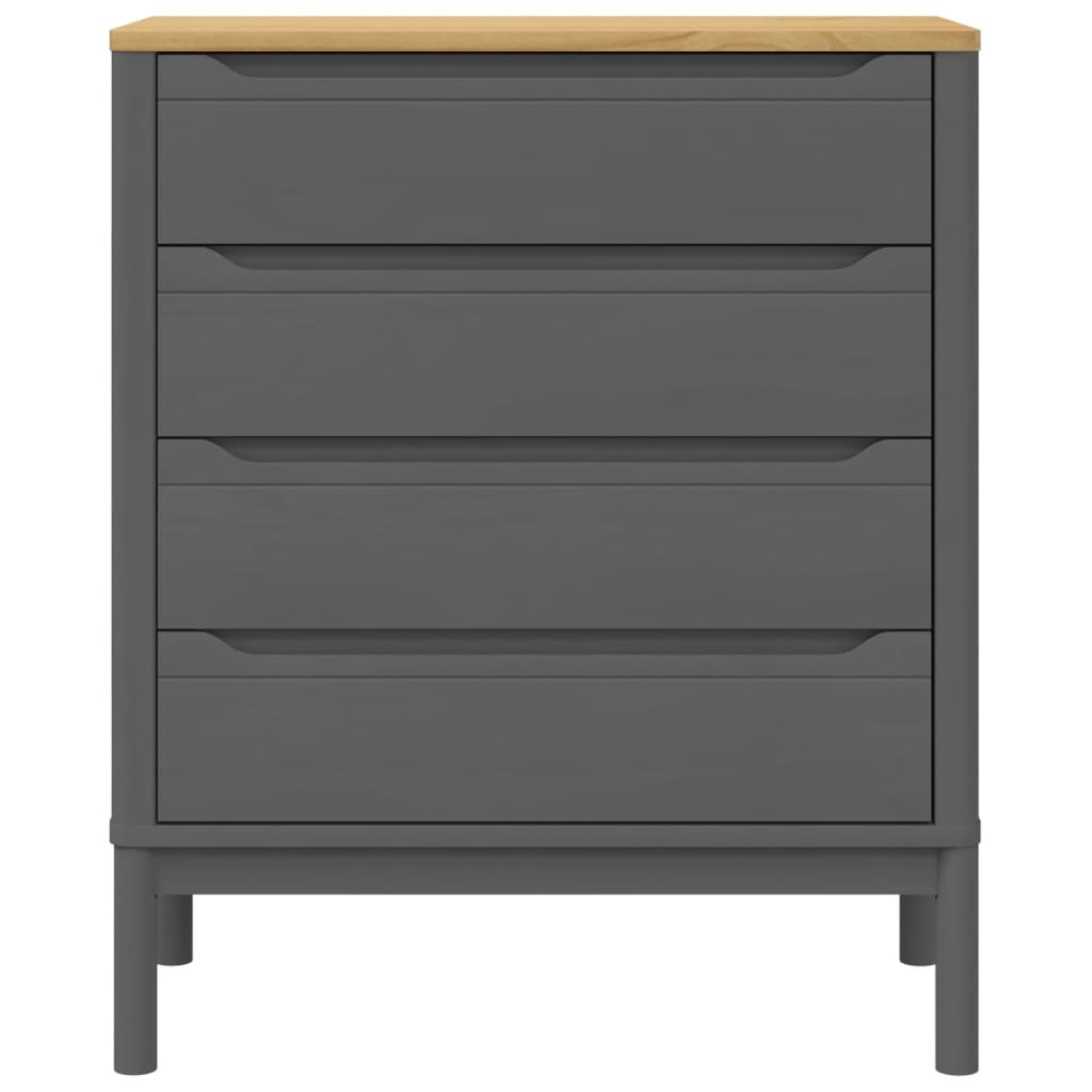 vidaXL Chest of Drawers FLORO Grey cm Solid Wood Pine