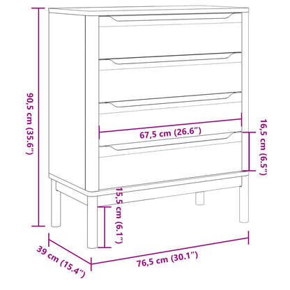 vidaXL Chest of Drawers FLORO Grey cm Solid Wood Pine