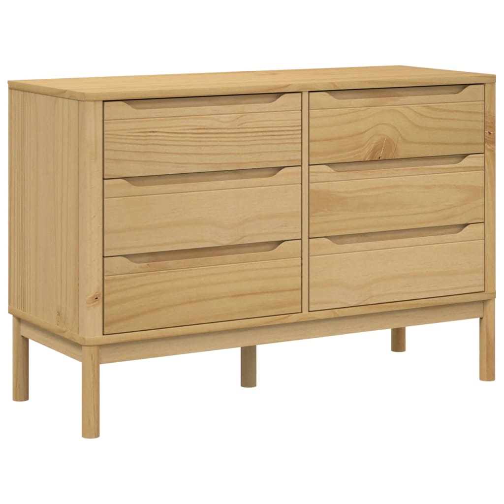 vidaXL Chest of Drawers "FLORO" Wax Brown Solid Wood Pine