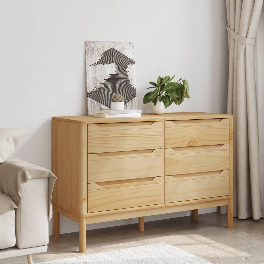 vidaXL Chest of Drawers "FLORO" Wax Brown Solid Wood Pine