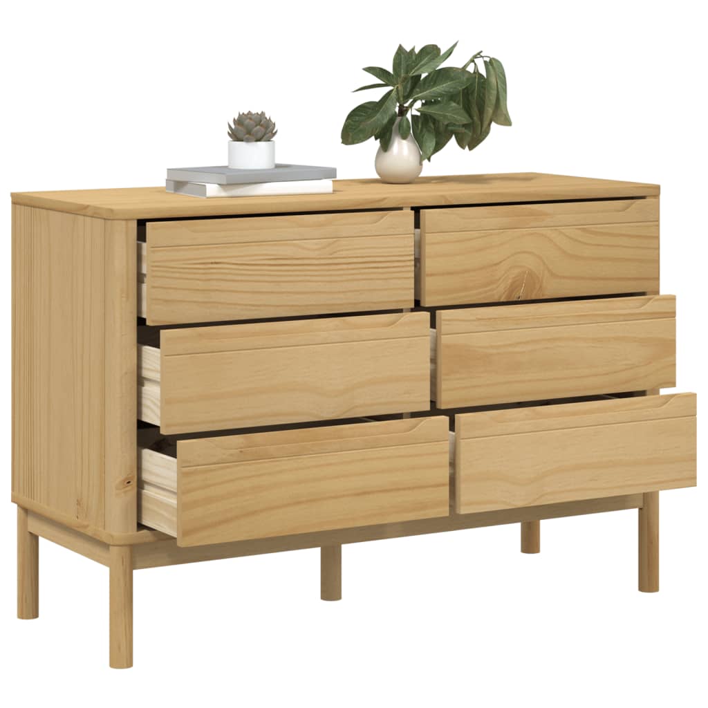 vidaXL Chest of Drawers "FLORO" Wax Brown Solid Wood Pine