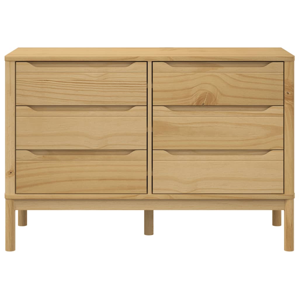 vidaXL Chest of Drawers "FLORO" Wax Brown Solid Wood Pine