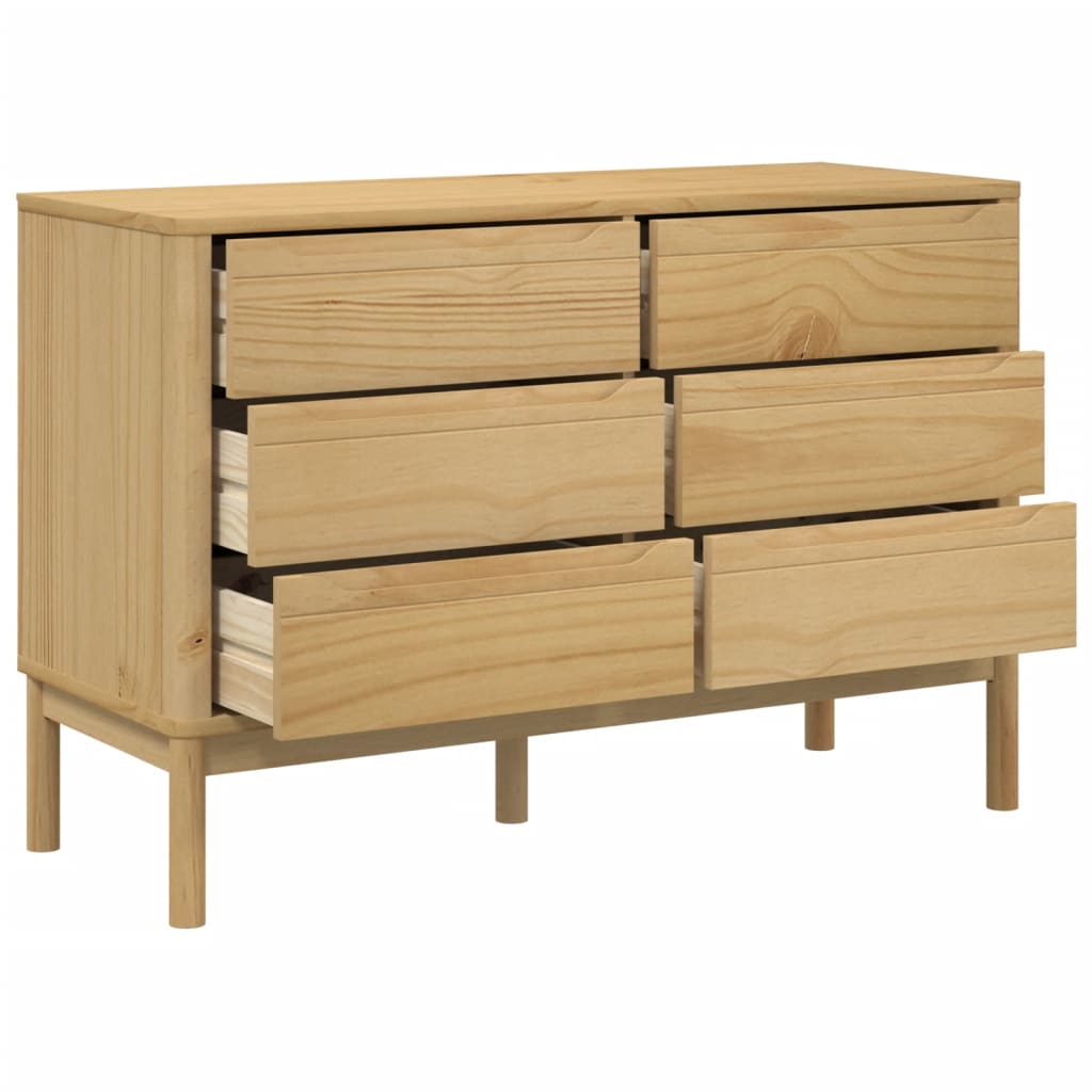 vidaXL Chest of Drawers "FLORO" Wax Brown Solid Wood Pine