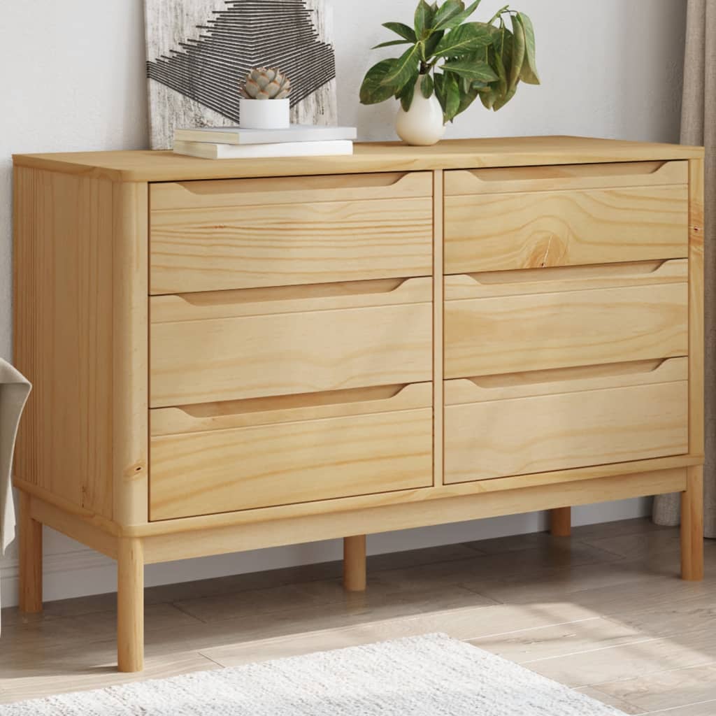 vidaXL Chest of Drawers "FLORO" Wax Brown Solid Wood Pine