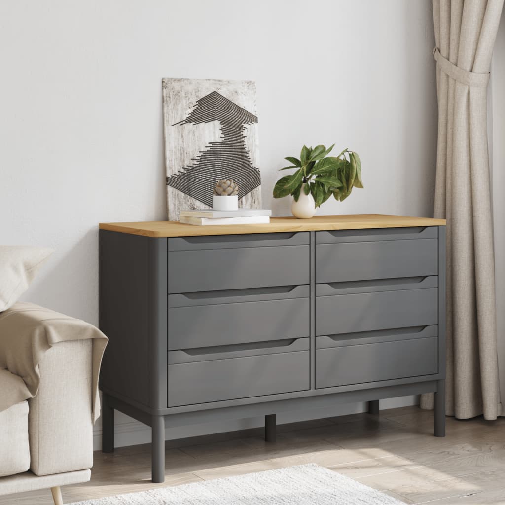 vidaXL Chest of Drawers FLORO Grey Solid Wood Pine