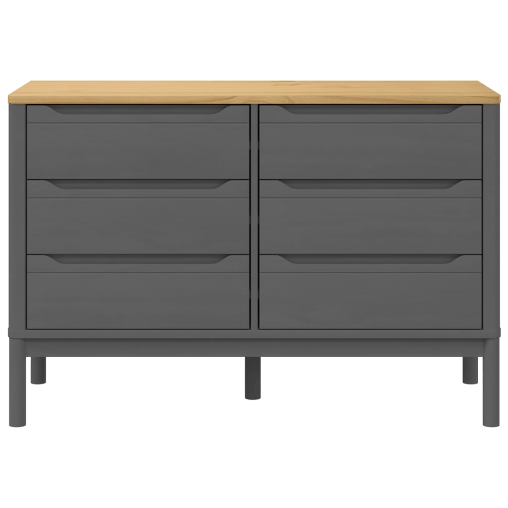 vidaXL Chest of Drawers FLORO Grey Solid Wood Pine