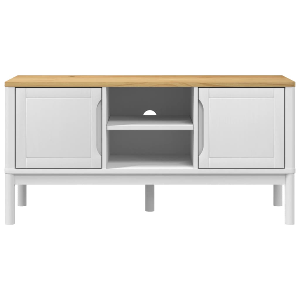 vidaXL TV Cabinet "FLORO" White 114x43x55 cm Solid Wood Pine