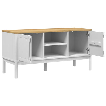vidaXL TV Cabinet "FLORO" White 114x43x55 cm Solid Wood Pine