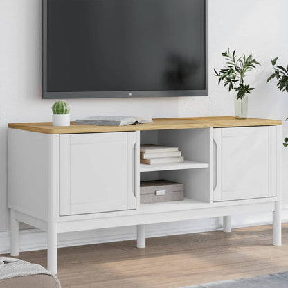 vidaXL TV Cabinet "FLORO" White 114x43x55 cm Solid Wood Pine