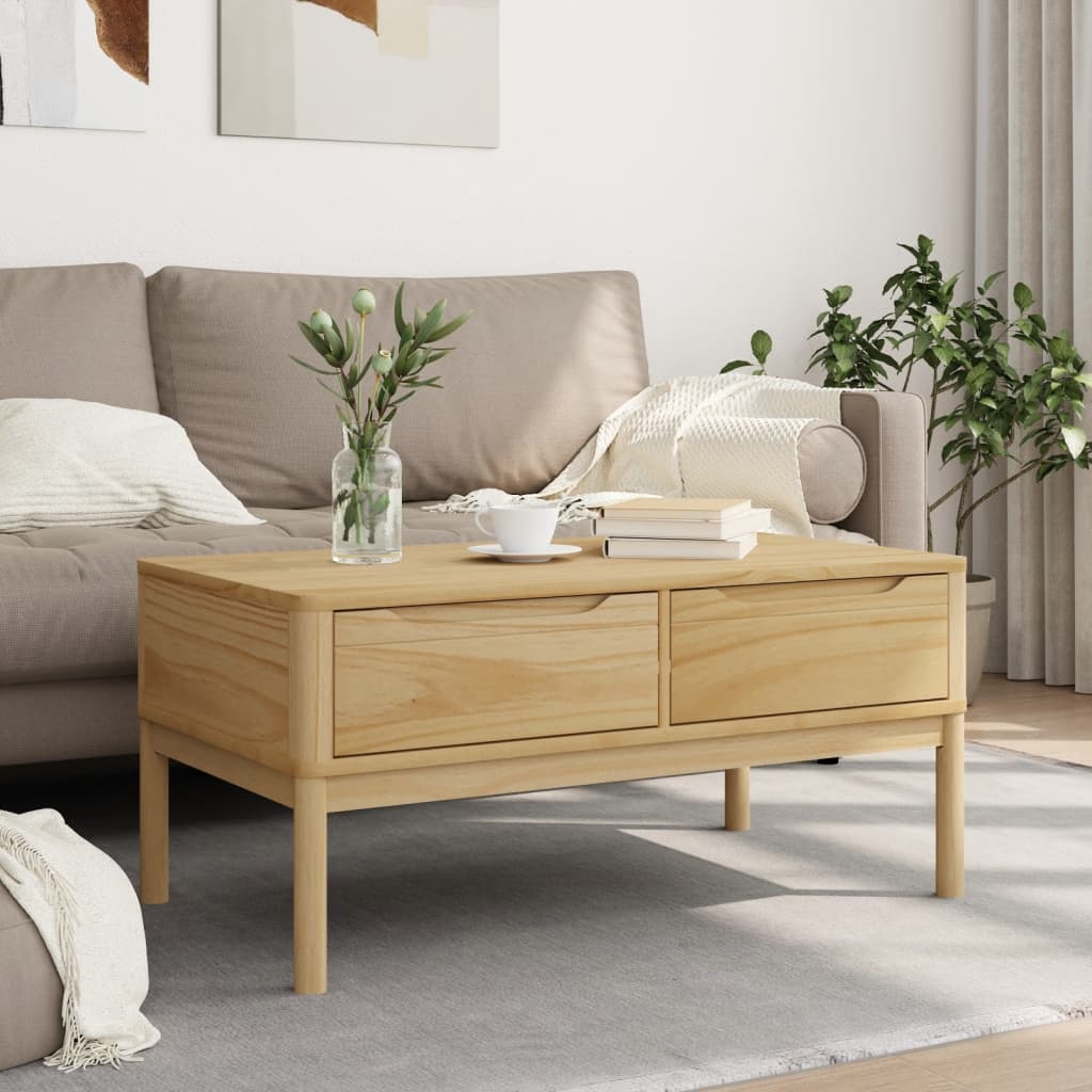 vidaXL Coffee Table "FLORO" Wax Brown 99x55,5x45 cm Solid Pine Wood