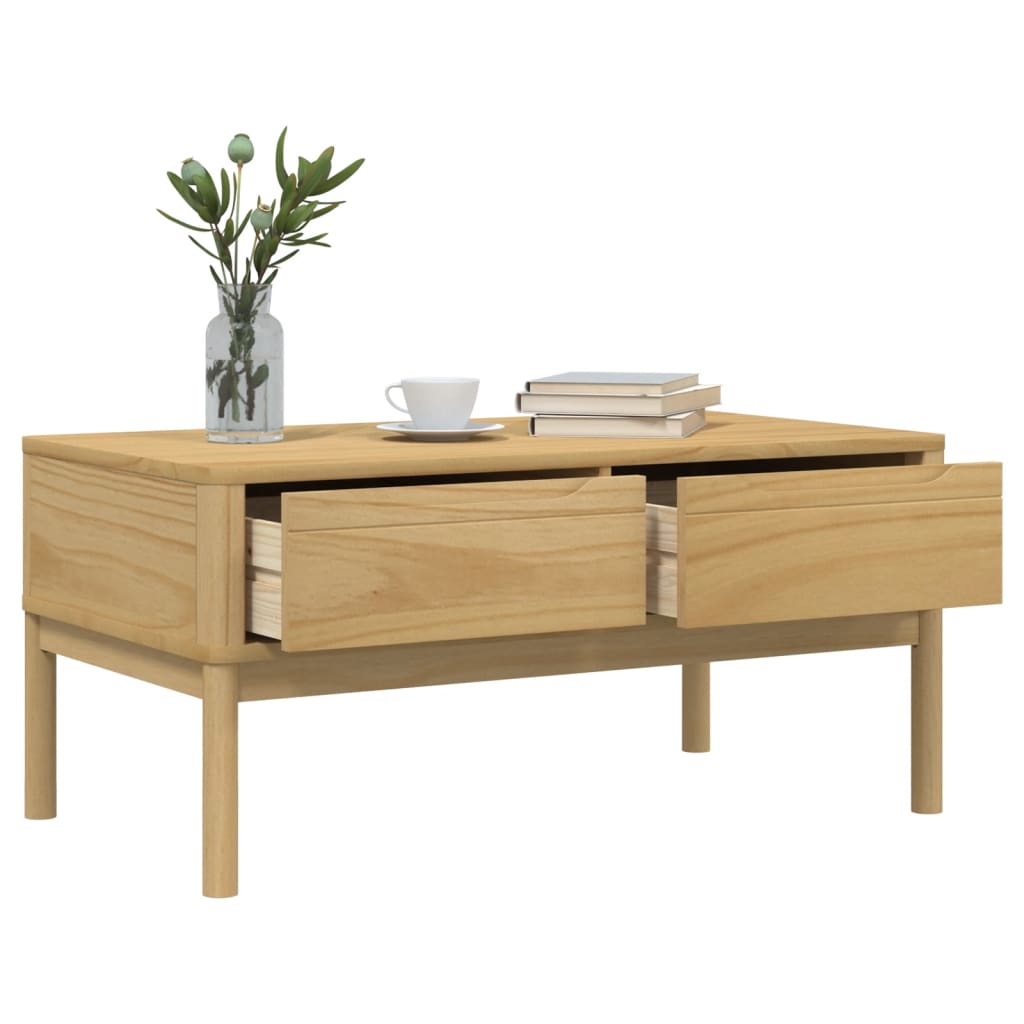 vidaXL Coffee Table "FLORO" Wax Brown 99x55,5x45 cm Solid Pine Wood