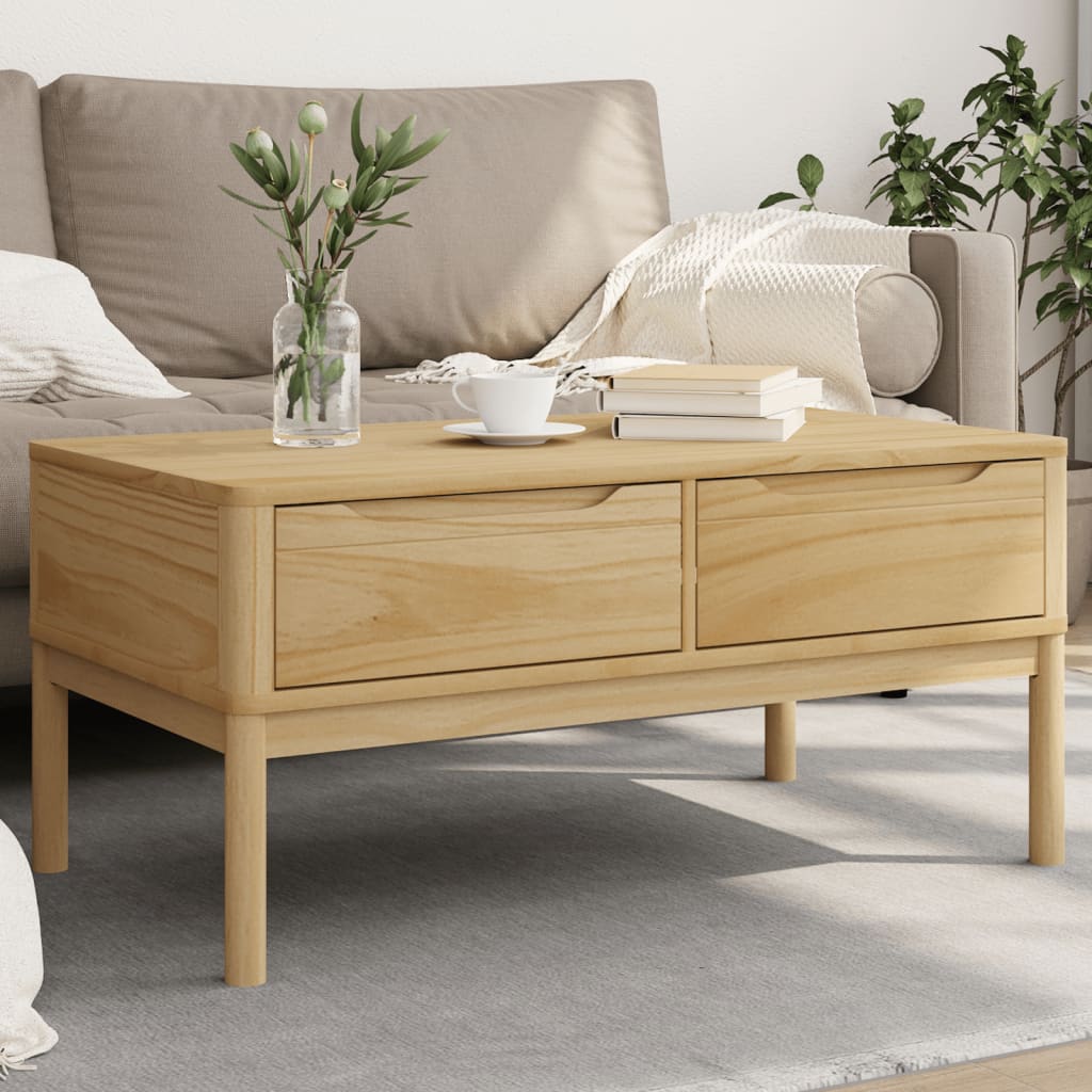 vidaXL Coffee Table "FLORO" Wax Brown 99x55,5x45 cm Solid Pine Wood