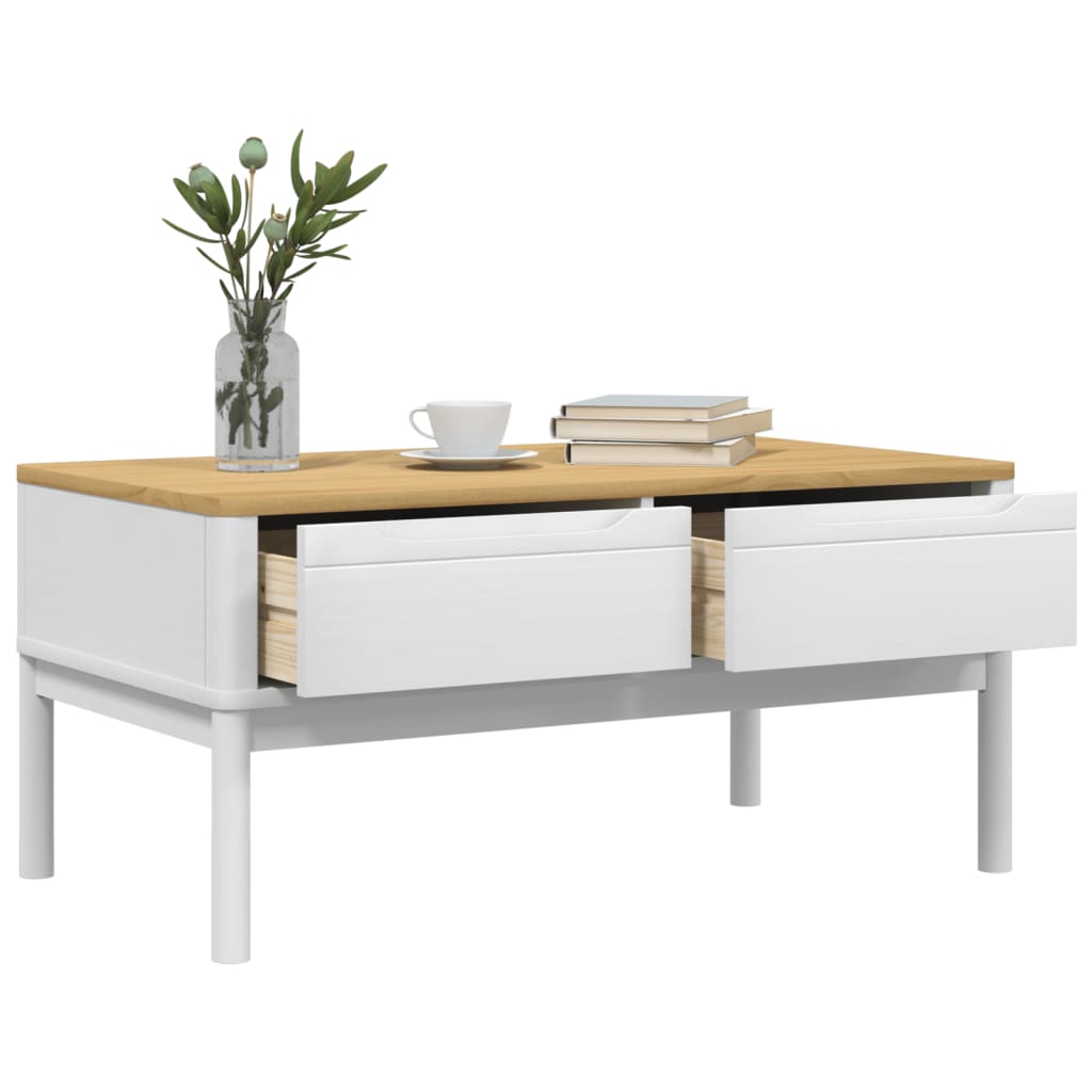 vidaXL Coffee Table "FLORO" White 99x55,5x45 cm Solid Pine Wood