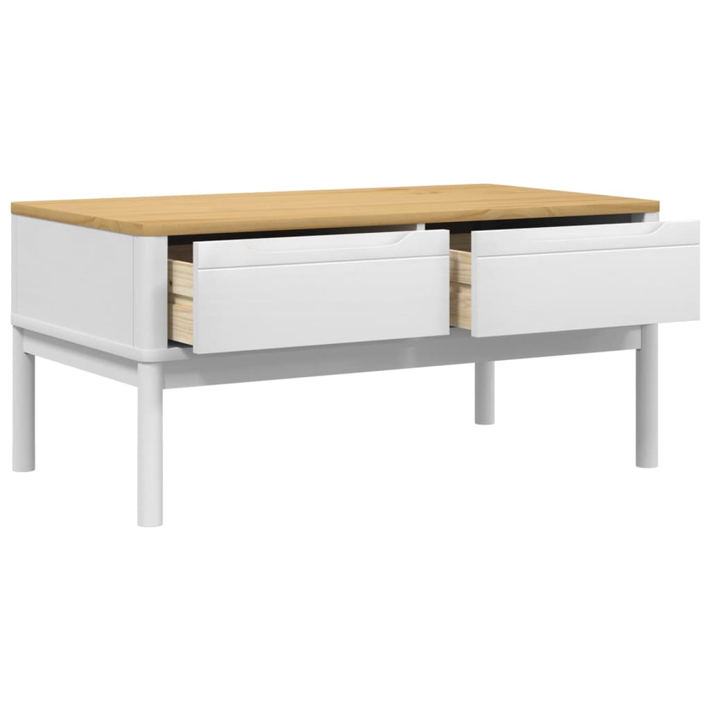 vidaXL Coffee Table "FLORO" White 99x55,5x45 cm Solid Pine Wood
