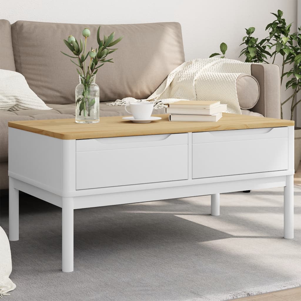 vidaXL Coffee Table "FLORO" White 99x55,5x45 cm Solid Pine Wood