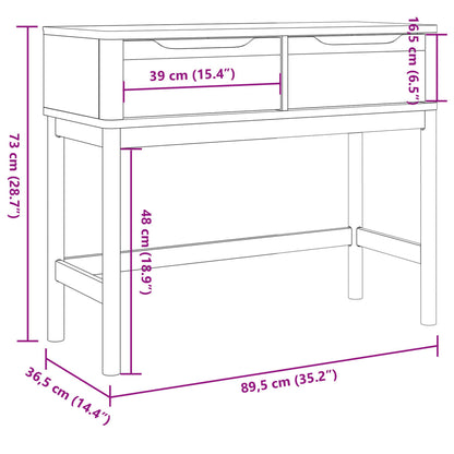 vidaXL Console Table "FLORO" Wax Brown 89,5x36,5x73 cm Solid Wood Pine