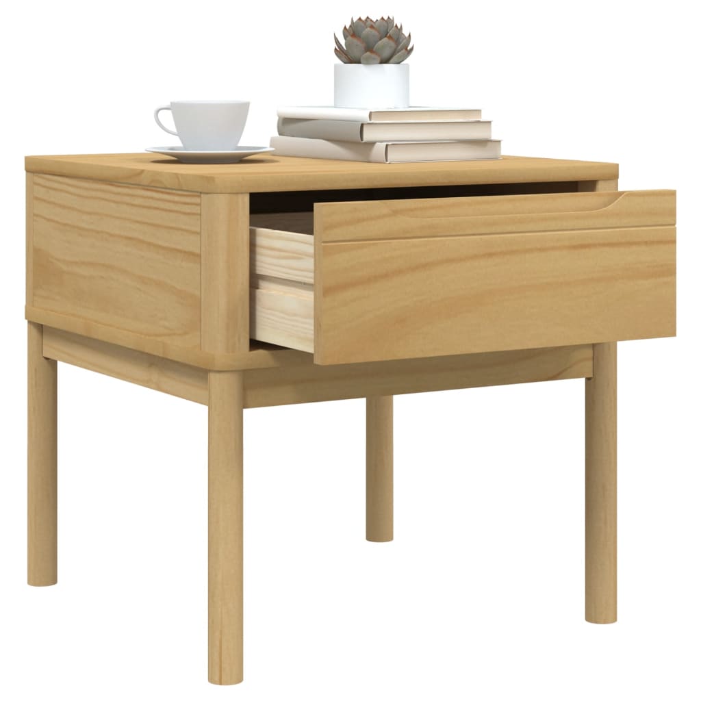 vidaXL Lamp Table FLORO Wax Brown 55x55x54 cm Solid Wood Pine