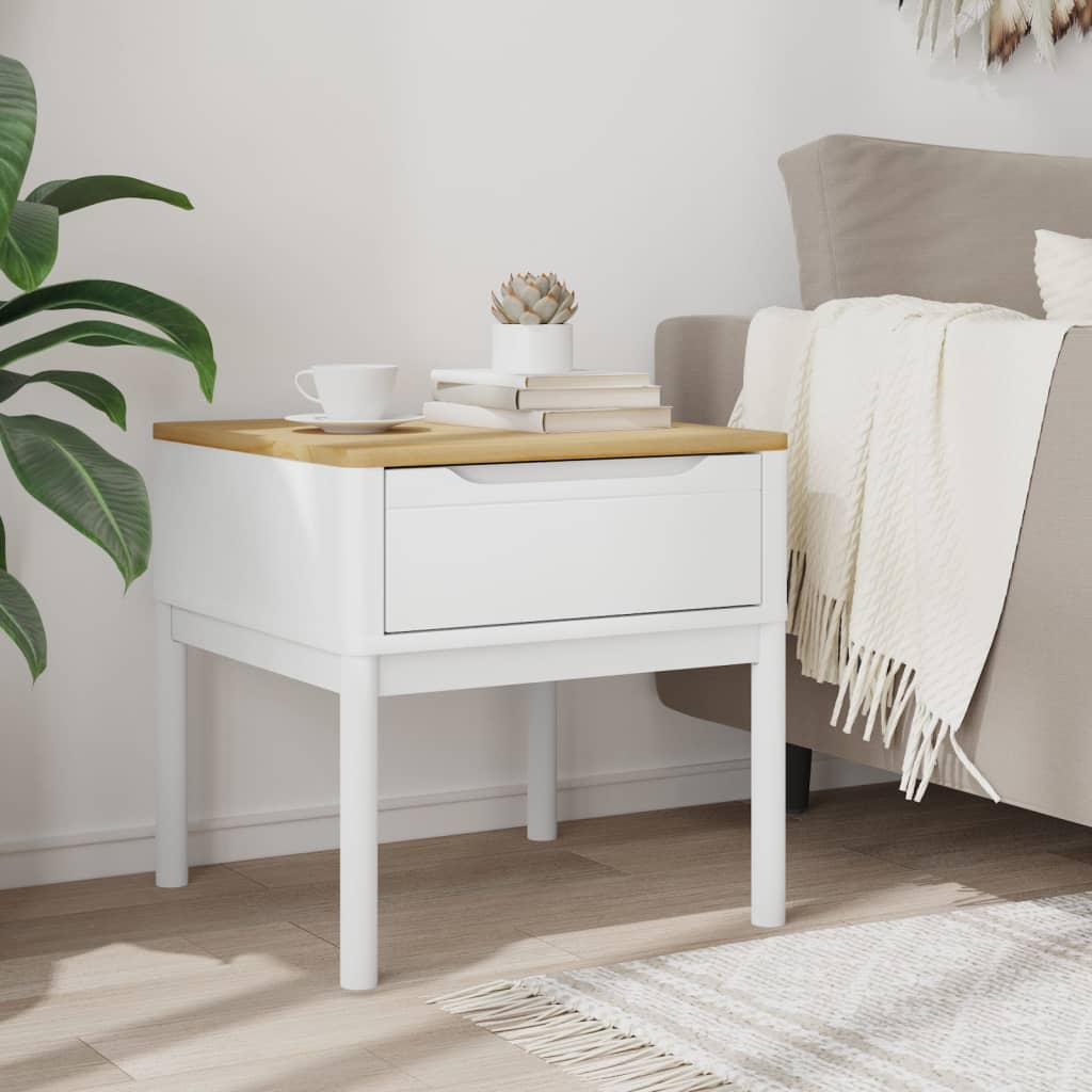vidaXL Lamp Table FLORO White 55x55x54 cm Solid Wood Pine
