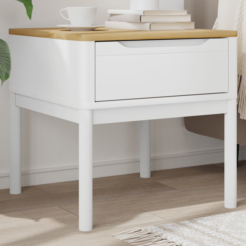 vidaXL Lamp Table FLORO White 55x55x54 cm Solid Wood Pine