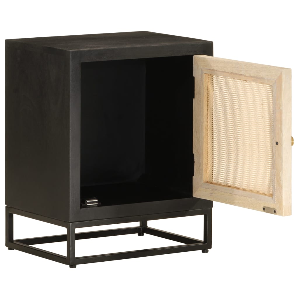 vidaXL Bedside Cabinet Black 40x30x50 cm Solid Wood Mango and Iron
