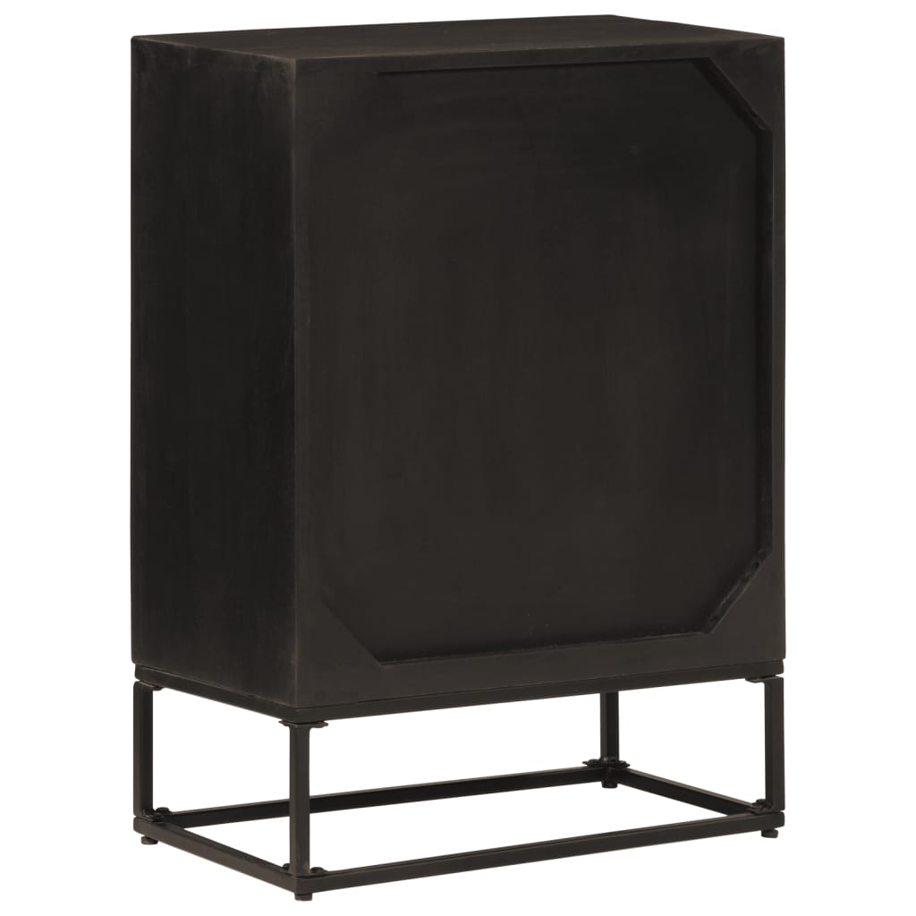 vidaXL Sideboard Black 55x30x76 cm Solid Wood Mango and Iron