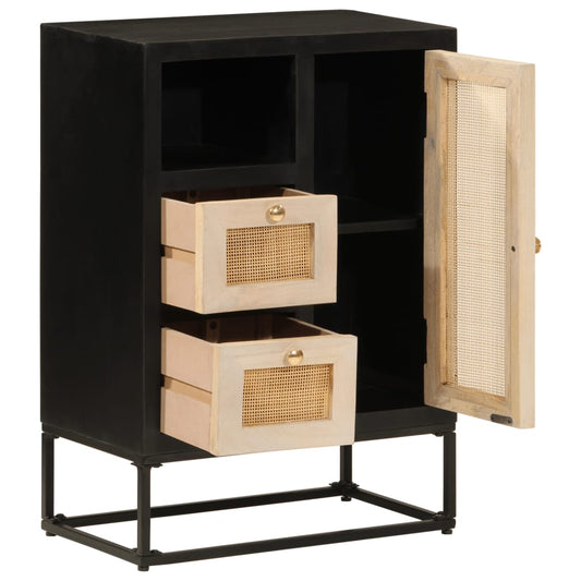vidaXL Sideboard Black 55x30x76 cm Solid Wood Mango and Iron