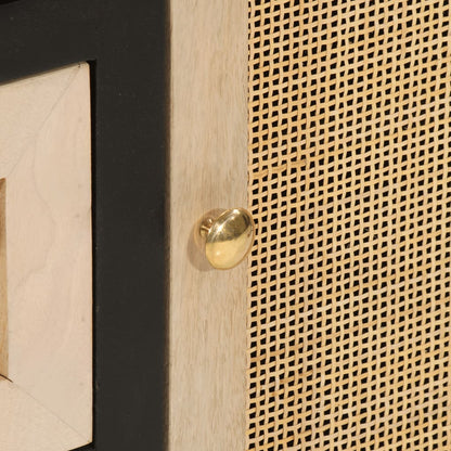 vidaXL Sideboard Black 55x30x76 cm Solid Wood Mango and Iron