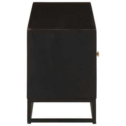vidaXL TV Cabinet Black 110x30x40 cm Solid Wood Mango and Iron