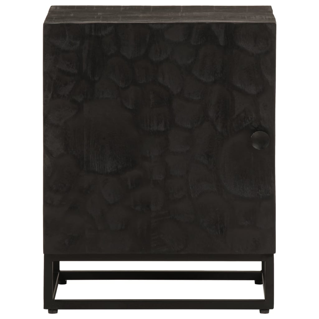 vidaXL Bedside Cabinet Black 40x30x50 cm Solid Wood Mango and Iron