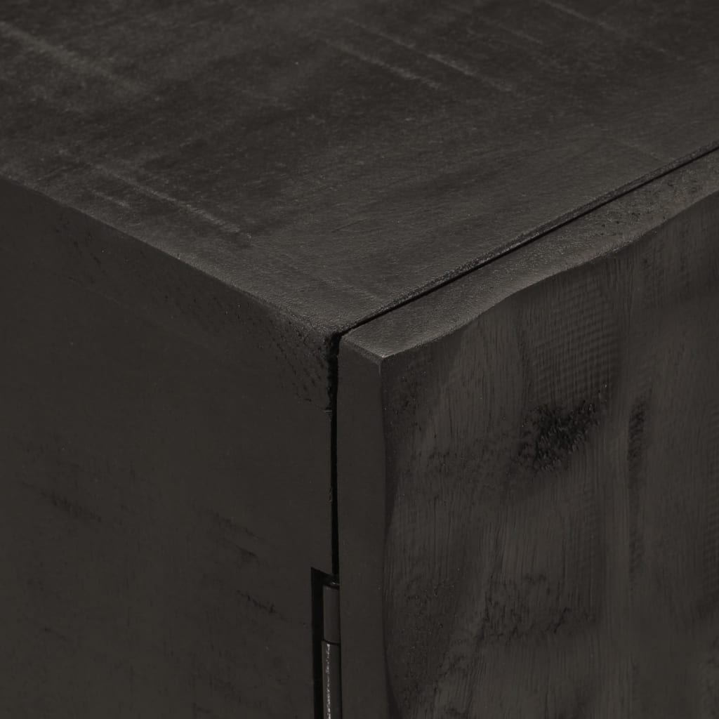 vidaXL Bedside Cabinet Black 40x30x50 cm Solid Wood Mango and Iron