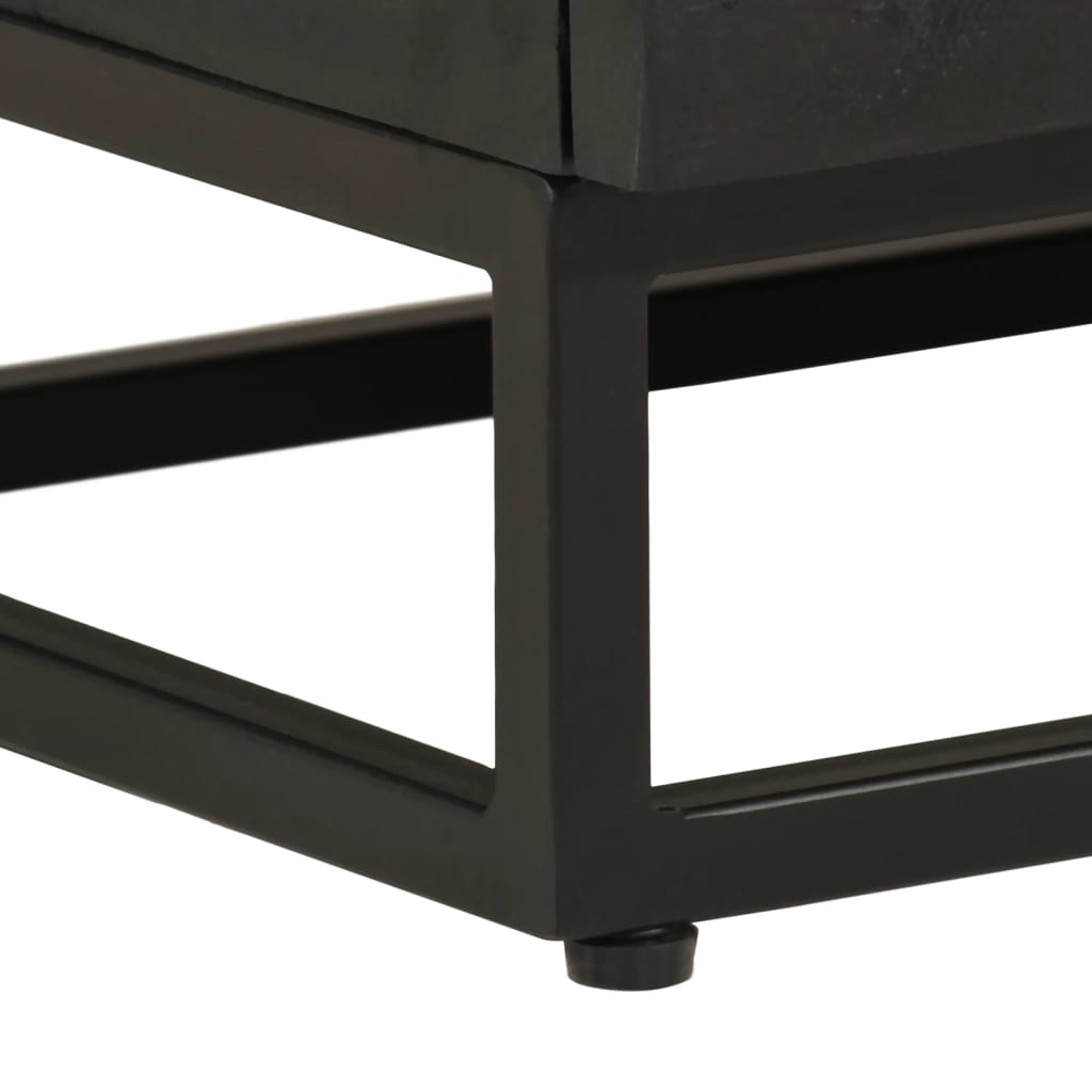 vidaXL Bedside Cabinet Black 40x30x50 cm Solid Wood Mango and Iron