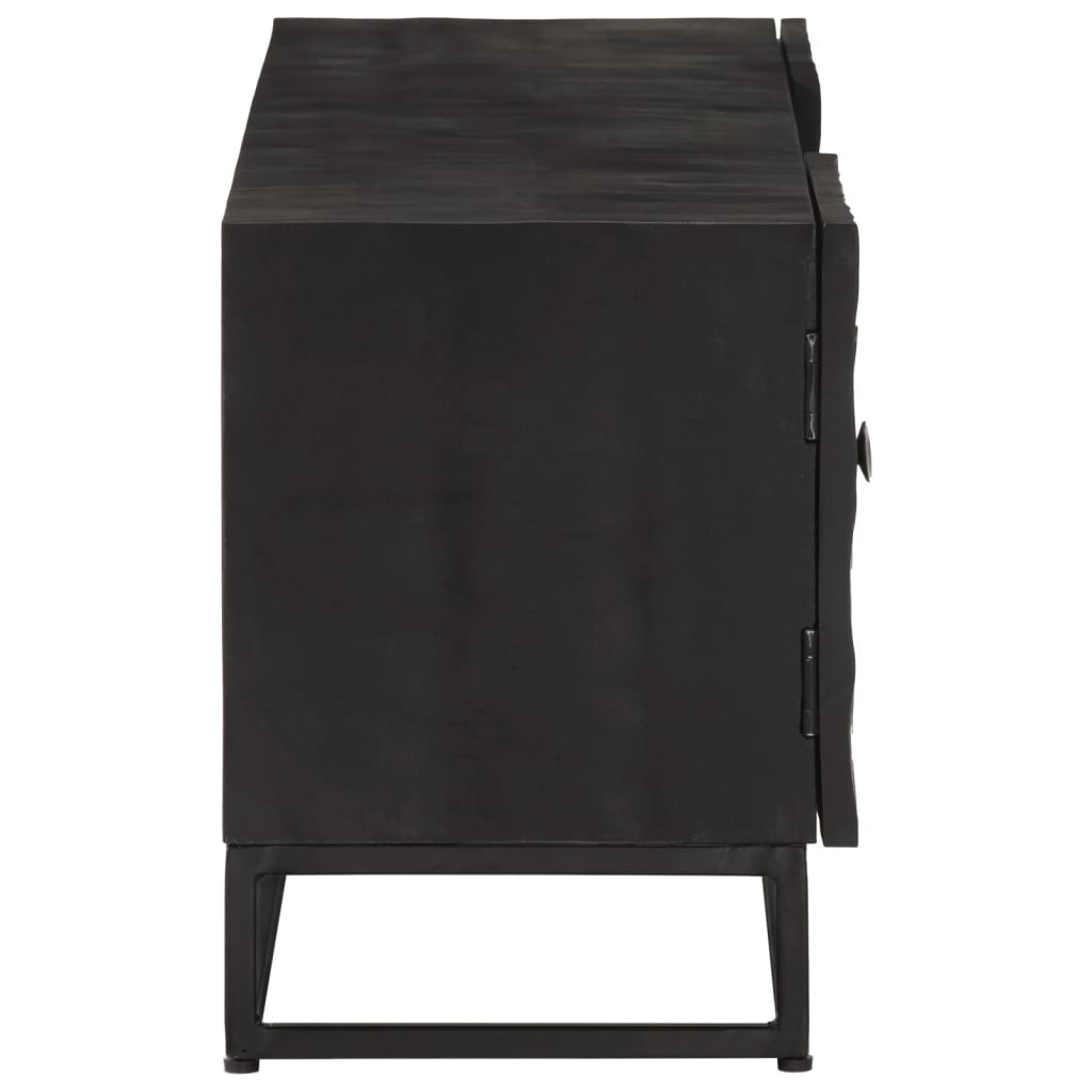 vidaXL TV Cabinet Black 110x30x40 cm Solid Wood Mango and Iron