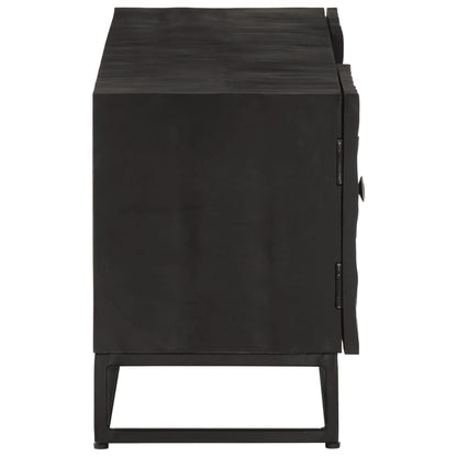 vidaXL TV Cabinet Black 110x30x40 cm Solid Wood Mango and Iron