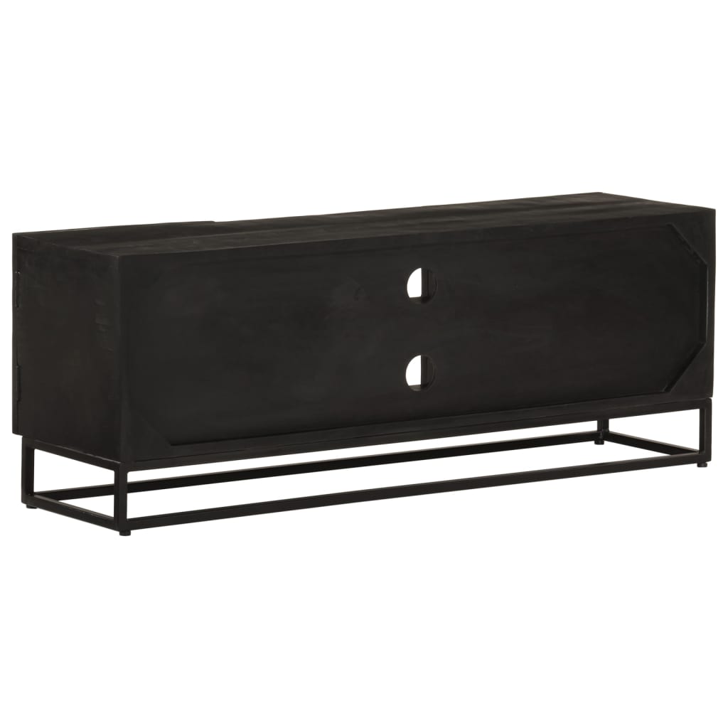 vidaXL TV Cabinet Black 110x30x40 cm Solid Wood Mango and Iron