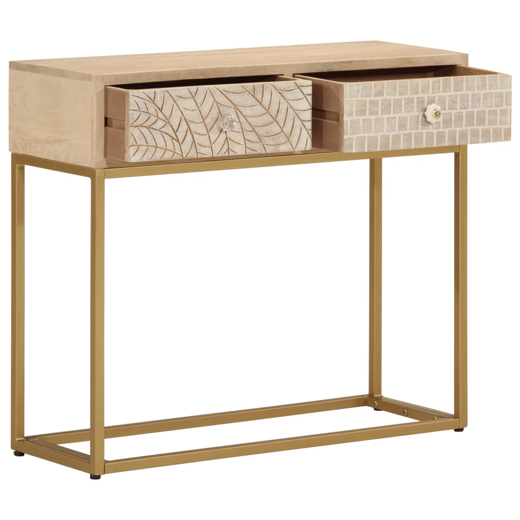 vidaXL Console Table 90x30x76 cm Solid Wood Mango and Iron