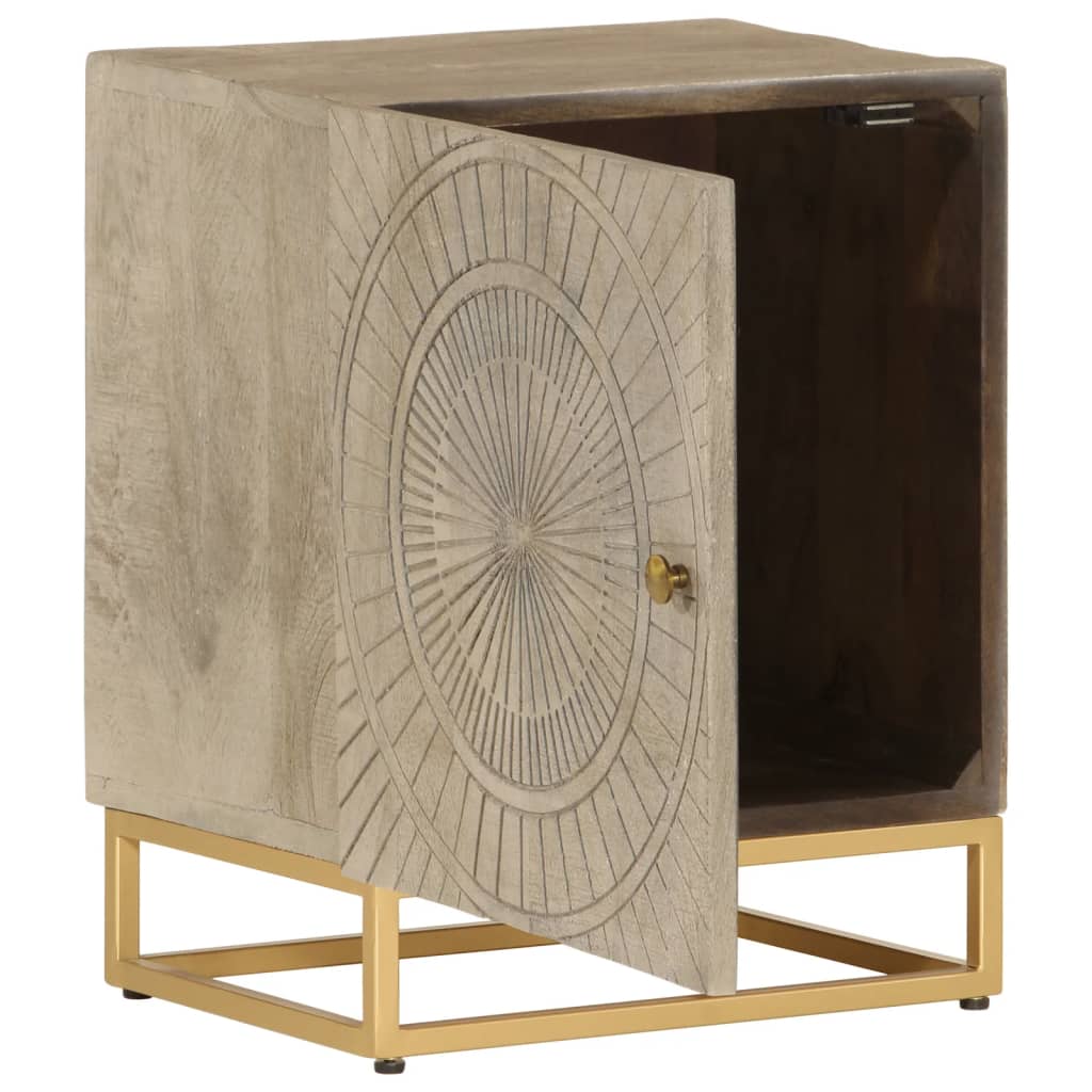 vidaXL Bedside Cabinet 40x30x50 cm Solid Wood Mango and Iron