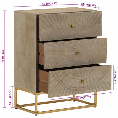 vidaXL Chest of Drawers 55x30x76 cm Solid Wood Mango and Iron