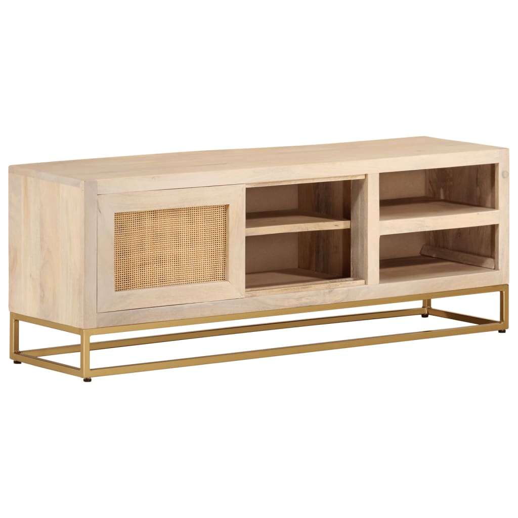 vidaXL TV Cabinet 110x30x40 cm Solid Wood Mango and Iron