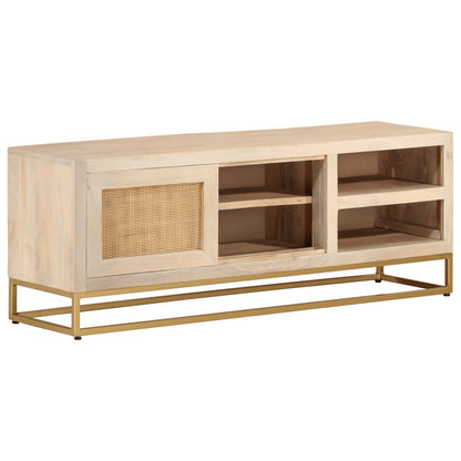 vidaXL TV Cabinet 110x30x40 cm Solid Wood Mango and Iron