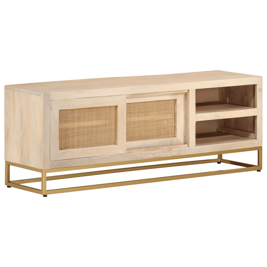 vidaXL TV Cabinet 110x30x40 cm Solid Wood Mango and Iron